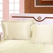 Pillow Shams Set of 2, Pillowcases, Silky Satin, for Hair, Super Soft and Luxury (Two Standard Pillowcases, Beige)
