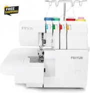 FY505 Serger Overlock Machine with 2/3/4 Thread Capability, Built-In Rolled Hem,
