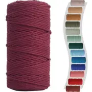 Macrame Cord 3mm 220yards 200 Meters Wine Red Macrame Supplies Macrame Yarn C...