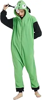 [OGU' DEAL] Unisex Invader Zim Cosplay Onesie Pajamas Green Halloween Costume Mens Women Hooded Christmas Sleepwear Homewear