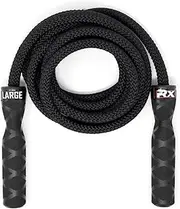 Rx Smart Gear Drag Jump Rope w/Non Slip Ergonomic Handles - Weighted Polypropylene Rope for Fitness & Exercise, Cardio Workout, WOD | Speed Jumping Rope for Men & Women