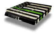 Skin for PS4 Slim Cracked Green Line USA American Flag Playstation 4 Console