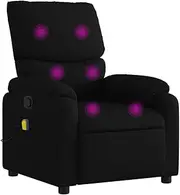 vidaXL Massage Recliner Chair - Manual Recliner Sofa Armchair with Vibrating Massage, Side Pocket, in Black Fabric for Living Room