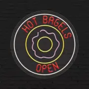 Hot Bagels Sign for Business Displays | LED Flex Neon | 26"W x 26"H x 1"D