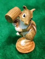 Miniature Dollhouse Fairy Garden Squirrel Chipmunk with Mallet Acorn Nut