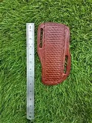7”Fixed Straight Blade Knife Pancake Authentic Leather Sheath Hand Engraved