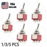 1/3/5 DPDT Guitar Mini Toggle Switch 2 Position ON/ON 6 PIN Car/Boat Switche Red