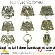 5 pc Extra Small Scarf Bail Ring Pendant Charm Slide necklace bails jewelry wrap
