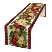 Christmas Table Runner, Red and Black Buffalo Check Plaid W13"x L60" Red2