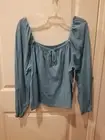 ana a new approach L/S Front Tie Peasant Top Delphinium Blue Size XXL