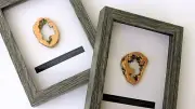 Framed Geodes in Copper and Bright Gold, a Pair by C. Damien Fox Studios