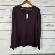 Pendelton Sweater Mens XL Purple Merino Wool Pull Over Tight Knit Stretch Office