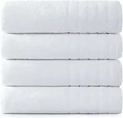 Cotton 30x60 inches 4 Pk Bath Towels Set for Bathroom, Extra Large Ringspun Soft and Absorbent(White)