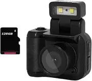 Mini SLR Style Camera Cmos 128GB with Flash Light and Charging Dock Portable Video Recorder DV 1080P with LCD Screen A