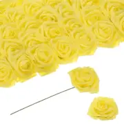 25pcs Foam Roses Artificial Flower Fake Roses with Stems, Yellow