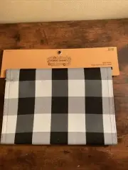 Robert Stanley Signature Collection Table Runner 72in X 13in Black White Check