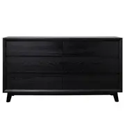 [James Lane] Morgan Oak Dresser Black - 6 Drawer