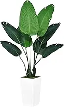ASTIDY Bird of Paradise Artificial Plant 5FT - Faux Tropical Palm Tree with White Tall Planter - Fake Floor Plant Potted - Artificial Silk Tree for Home Office Living Room Decor Indoor