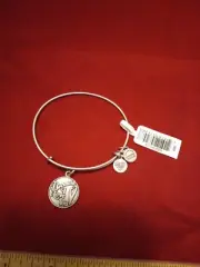 Alex and Ani Because I Love You Gold Tone Charm Bangle Bracelet 7.5 in