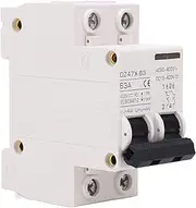 2P 63 Amp AC DC Miniature Circuit Breakers, DC 12-400V, AC 90-400V, Guide DIN Rail Mount Solar Disconnect Switch, Flame Retardant Circuit Breaker for Solar Panels Grid System
