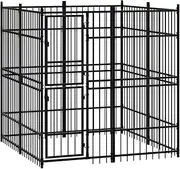 Outdoor Dog Kennel Steel 3.69 m² Large Pet Enclosure Dog House Backyard Run