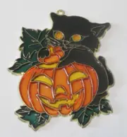HALLOWEEN PUMPKIN & BLACK CAT SUNCATCHER (HOLIDAY SUNCATCHERS)