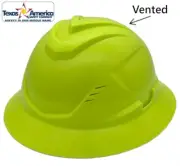 MSA Full Brim C1 Vented Hard hat with 4 pt Ratchet Suspension - HiViz Lime