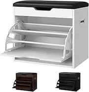 ALFORDSON Shoe Cabinet Bench Compact Shoes Storage Rack Adjustable Cabinets Organiser Drawer Shelf with Flip Doors, Wooden Home Furniture for Living Room, Entryway, Hallway, White