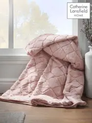 Catherine Lansfield Pink Teddy Cosy and Soft Diamond Fleece Throw (A58926) | $62