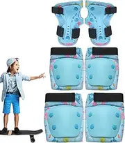 Protective Gear for Skating - Knee and Elbow Pads Wrist Guards for Kids - Youth Adjustable Breathable Sports Protective Set for Cycling Skateboard Rollerblading Scooter Bike