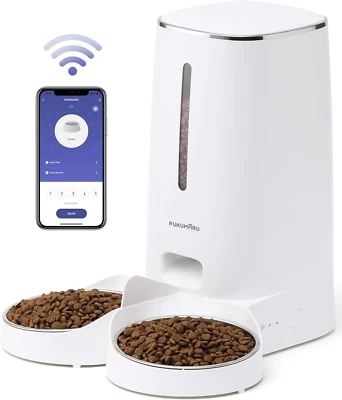 4L Automatic Timed Control Cat/Dog Food Dispenser w/ Double Bowls by Smart APP