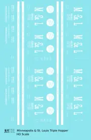 K4 HO Scale Decals Minneapolis and St Louis Three Bay Hopper MSTL