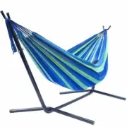 Double Hammock With Space Saving Steel Stand Patio W/ Portable Carrying Case