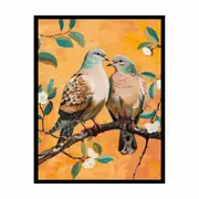 Turtle Doves Framed Print Fine Art Poster Print