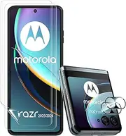 [RXNMH] for Motorola Razr 2025/2024 Screen Protector, 2Pcs Inner Soft TPU Screen Protector + 2Pcs Tempered Glass Camera Lens Protector, Case Friendly, No Bubble Anti-Scratch Film for Moto Razr 60/50