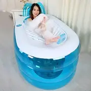 Inflatable Bathtub for Adults, Portable Freestanding Bath for Home Foldable Blow Up Spa Soaking for Single Person Or Compliment Bathroom Shower with Electric Air Pump(130x70x70cm)