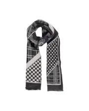 Sandro Ferrone Checkered Polka Dot Cashmere Scarf Women Black Scarves & Shawls