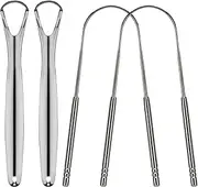SAVITA 4pcs Tongue Scraper Medical Grade Stainless Steel Eliminate Bad Breath Tongue Brush Cleaner with Non-synthetic Grip