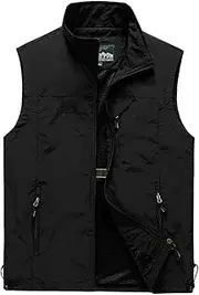 [AKTQL88] Men's Multi-Pocket Gilet Outdoor Sleeveless Vest Casual Fishing Vest Multi-Functional Photography Travel Jacket