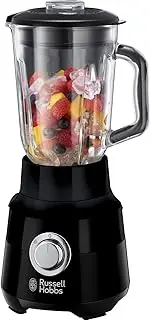 Russell Hobbs Desire Jug Blender, 1.5L Glass Jug, Make healthy soup/smoothie/milkshake, 2 Speed Settings & Pulse, Removable Stainless Steel blades for easy cleaning, Removable Filler Cap, 650W, 24722