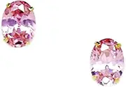 [JewelryWeb] 14k Yellow Gold Pink 7x5mm Oval Shape CZ Simulated Diamond Screw Back Earrings Stud Earring for Women
