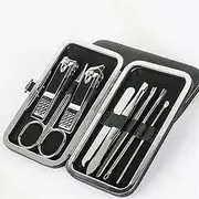 Nail Clippers Nail kit Manicure Set, 19/10/7Pcs Stainless Steel Professional Scissor Travel Suit with Box Toe Trimmer Manicure Cutter Kit Nail Tools(8pcs Black)