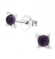 Silver Star Genuine Stone Earrings