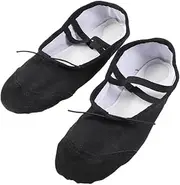 [WOFASHPURET] Simple Canvas Ballet Shoes for Boys and Girls Adults Lightweight Anti-Slip Dance Shoes for Yoga Folk Jazz Black