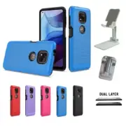 For Motorola Moto G Power 2021, Metallic Brushed Case + Foldable Phone Stand