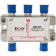DOSS SP4F 4 WAY 'F' SPLITTER OR COMBINER DC PASS THROUGH 2.4GHZ