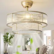 Gold Fandelier Ceiling Fans with Lights, 20" Gold Crystal Chandelier Ceiling Fan