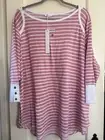 NWT Jane Delancey Knit Boho Top Shirt Tunic 3/4 Sl Plus Sz 2X 3X Striped Mauve