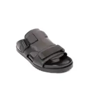 Mariano Paoletti 325 Black Leather Slides Men Comfort Sandals 39.5 / US 6.5