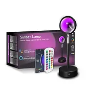LED Smart Light Sunset Rainbow Projection Lamp, RGB Floor Lamp with Bluetooth and Tuya App Remote Control, Live Background, Atmospheric Sunset Lighting